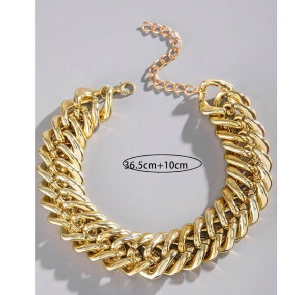 18K Gold Filled Chunky Rope Choker Necklace - Picture 3 of 3